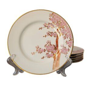 Koshida Hand Painted Japanese Cherry Blossom Small Plates from Japan 7.75"
